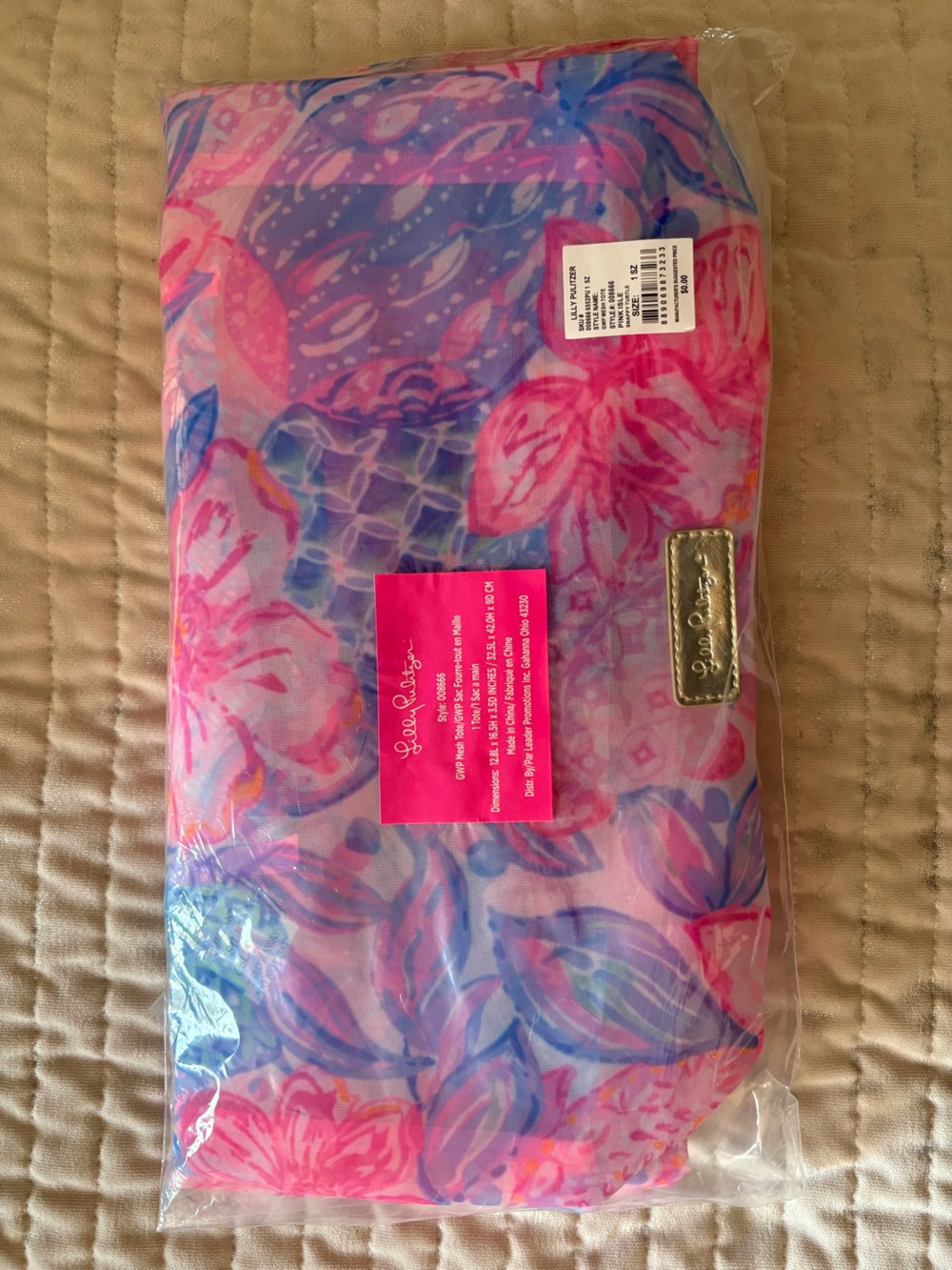 Lilly Pulitzer Pink Floral Small Beach Bag